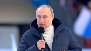 Putin hält Rede in Moskauer Stadion - TV-Übertragung abgebrochen