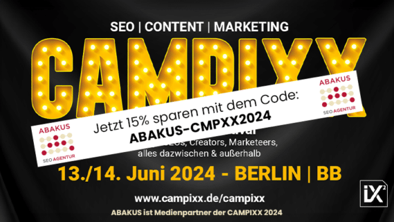 Mit dem Code: ABAKUS-CMPXX2024 könnt Ihr 15% auf Karten für die CAMPIXX 2024 am 13./14. Juni 2024 in Berlin Brandenburg sparen.